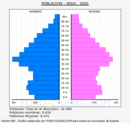 Vera - Pirámide de población grupos quinquenales - Censo 2020