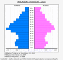 Picassent - Pirámide de población grupos quinquenales - Censo 2020