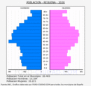 Requena - Pirámide de población grupos quinquenales - Censo 2020