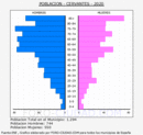 Cervantes - Pirámide de población grupos quinquenales - Censo 2020