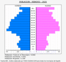 Ribadeo - Pirámide de población grupos quinquenales - Censo 2020