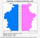 La Puebla de Montalbán - Pirámide de población grupos quinquenales - Censo 2020