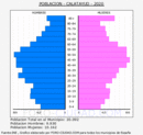 Calatayud - Pirámide de población grupos quinquenales - Censo 2020