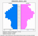 Avilés - Pirámide de población grupos quinquenales - Censo 2020