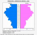 Cangas del Narcea - Pirámide de población grupos quinquenales - Censo 2020