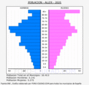 Aller - Pirámide de población grupos quinquenales - Censo 2020