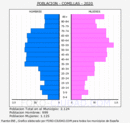 Comillas - Pirámide de población grupos quinquenales - Censo 2020