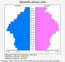 Sevilla - Pirámide de población grupos quinquenales - Censo 2020
