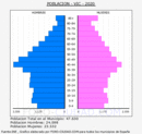 Vic - Pirámide de población grupos quinquenales - Censo 2020