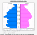 Banyoles - Pirámide de población grupos quinquenales - Censo 2021