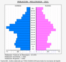 Mollerussa - Pirámide de población grupos quinquenales - Censo 2021