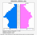 Tàrrega - Pirámide de población grupos quinquenales - Censo 2021