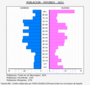 Patones - Pirámide de población grupos quinquenales - Censo 2021