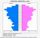 Benitachell/el Poble Nou de Benitatxell - Pirámide de población grupos quinquenales - Censo 2021