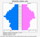 Canals - Pirámide de población grupos quinquenales - Censo 2021