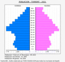 Torrent - Pirámide de población grupos quinquenales - Censo 2021