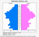 Arévalo - Pirámide de población grupos quinquenales - Censo 2021