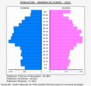 Aranda de Duero - Pirámide de población grupos quinquenales - Censo 2021