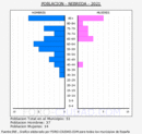 Nebreda - Pirámide de población grupos quinquenales - Censo 2021