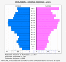 Ciudad Rodrigo - Pirámide de población grupos quinquenales - Censo 2021