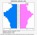 Cuéllar - Pirámide de población grupos quinquenales - Censo 2021
