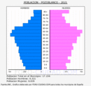 Pozoblanco - Pirámide de población grupos quinquenales - Censo 2021