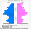 Aretxabaleta - Pirámide de población grupos quinquenales - Censo 2021