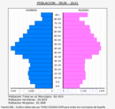 Irun - Pirámide de población grupos quinquenales - Censo 2021