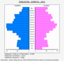 Iurreta - Pirámide de población grupos quinquenales - Censo 2021