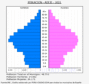 Adeje - Pirámide de población grupos quinquenales - Censo 2021