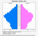 Arona - Pirámide de población grupos quinquenales - Censo 2021