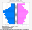 Daimiel - Pirámide de población grupos quinquenales - Censo 2021