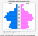 Arcas - Pirámide de población grupos quinquenales - Censo 2021
