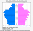 Motilla del Palancar - Pirámide de población grupos quinquenales - Censo 2021