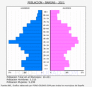 Bargas - Pirámide de población grupos quinquenales - Censo 2021