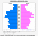 Gerindote - Pirámide de población grupos quinquenales - Censo 2021