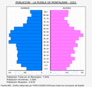 La Puebla de Montalbán - Pirámide de población grupos quinquenales - Censo 2021