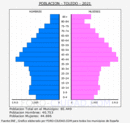 Toledo - Pirámide de población grupos quinquenales - Censo 2021