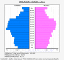 Guadix - Pirámide de población grupos quinquenales - Censo 2021