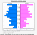 Ayerbe - Pirámide de población grupos quinquenales - Censo 2021