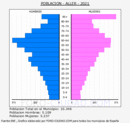 Aller - Pirámide de población grupos quinquenales - Censo 2021