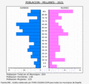Millanes - Pirámide de población grupos quinquenales - Censo 2021