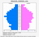 Ferreries - Pirámide de población grupos quinquenales - Censo 2021