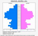 Argoños - Pirámide de población grupos quinquenales - Censo 2021