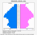 Huelva - Pirámide de población grupos quinquenales - Censo 2021