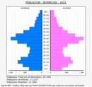 Bormujos - Pirámide de población grupos quinquenales - Censo 2021