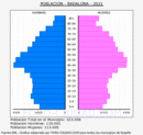 Badalona - Pirámide de población grupos quinquenales - Censo 2021