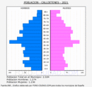 Calldetenes - Pirámide de población grupos quinquenales - Censo 2021