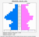 Callús - Pirámide de población grupos quinquenales - Censo 2021