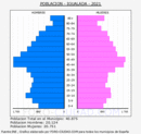 Igualada - Pirámide de población grupos quinquenales - Censo 2021
